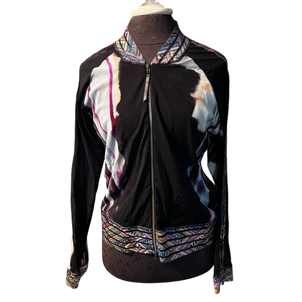 Petit Pois Viviana G Zip Front Jacket Top Metallic Trim Size Large Unusual